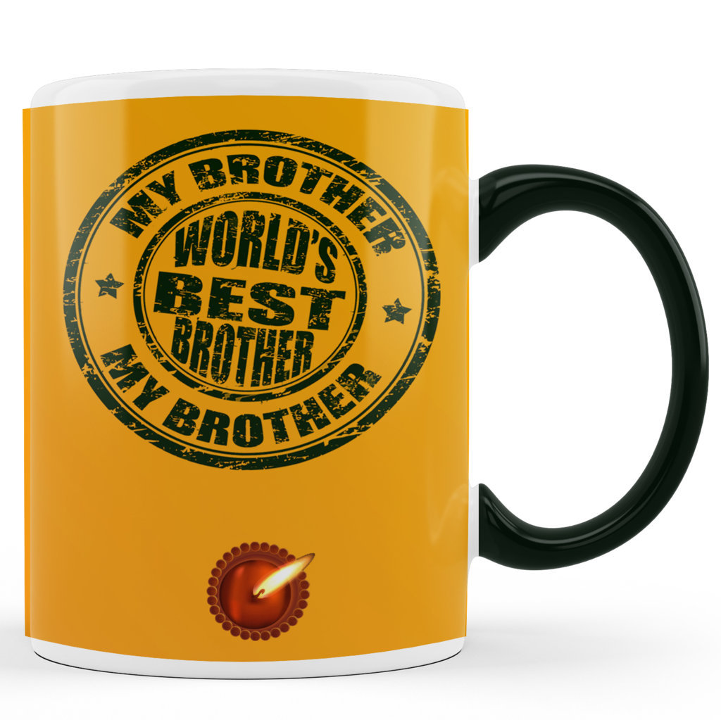 Printed Ceramic Coffee Mug | Siblings | Raksha Bandhan | Worlds Best Brother |325 Ml. 